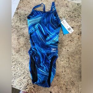 NWT Turbo Stroke flyback Speedo Blue ADT swimsuit size 26 women